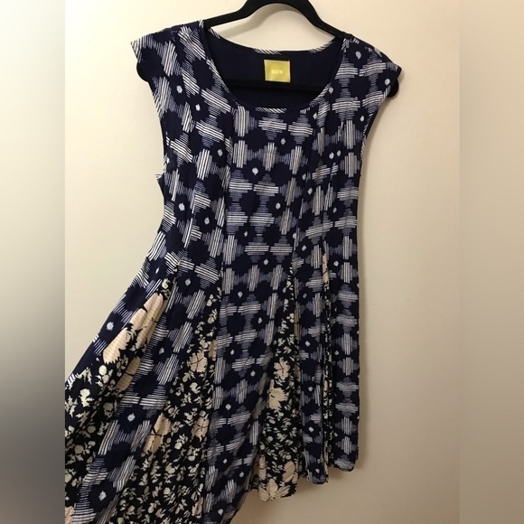 ANTHROPOLOGIE Maeve Womens Indiga Swing Cap Sleeve Pullover Knee Length Dress S - Picture 8 of 16